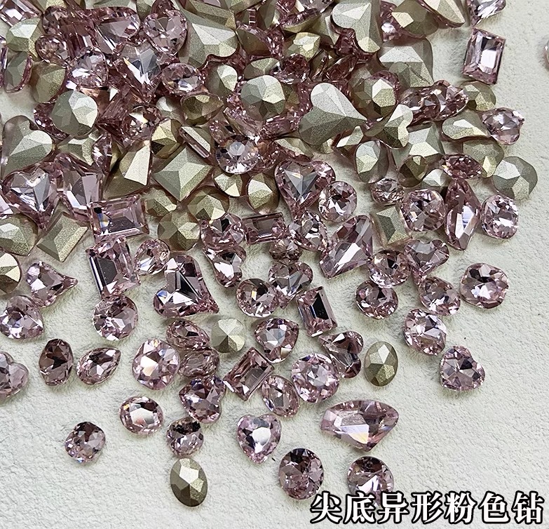 Nail tip bottom diamond jewelry super flash cherry blossom pink glass crystal love rectangular axe diamond net red explosion thumbnail