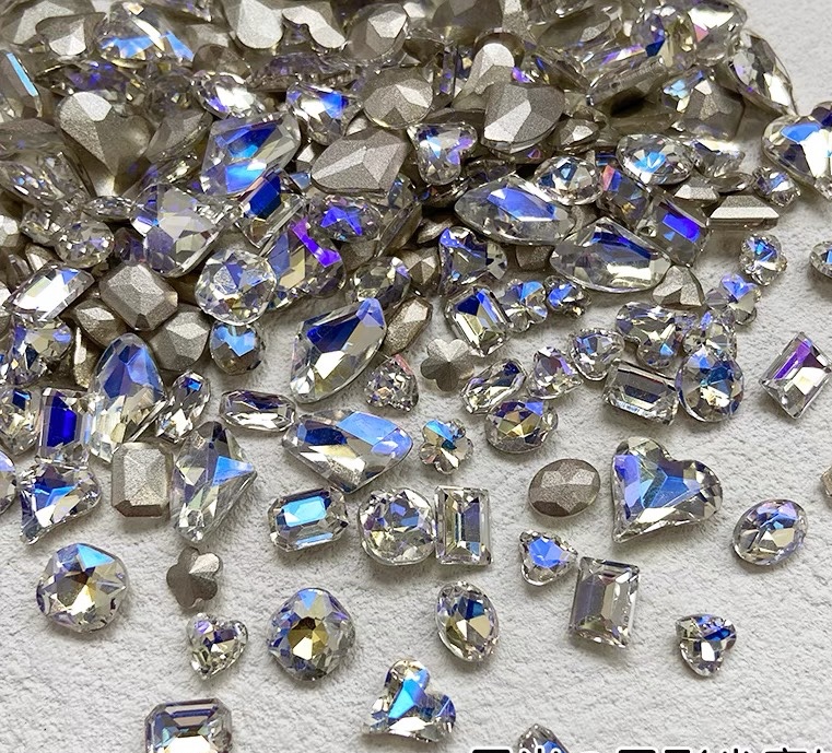 Nail tip bottom diamond jewelry super flash moonlight glass crystal love rectangular axe diamond net red thumbnail