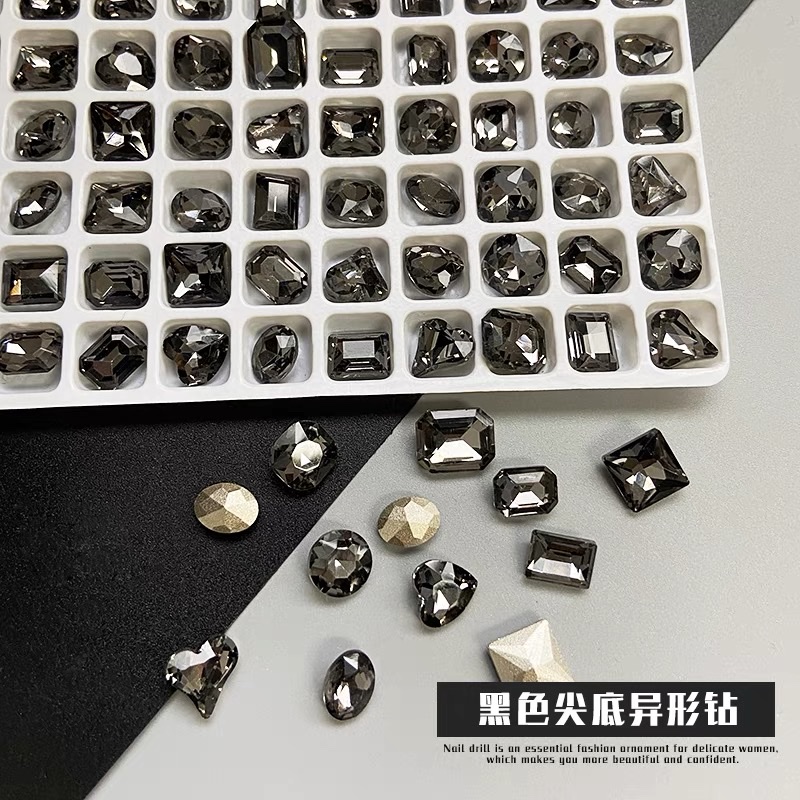 Nail Tip Bottom Diamond Jewelry Super Flash Gray Glass Crystal Love Rectangular Axe Diamond Net Red Application Scenario