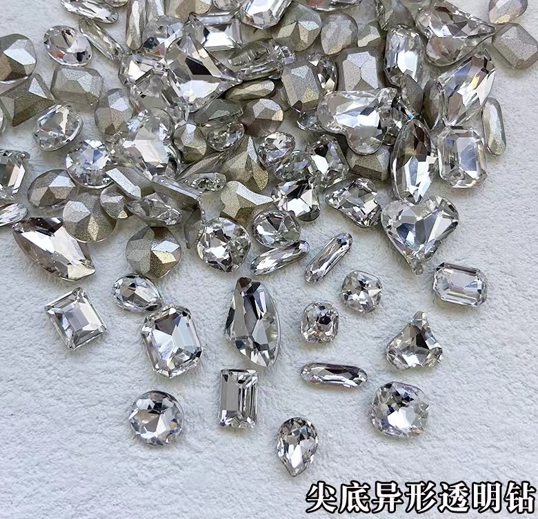 Nail tip bottom diamond jewelry super flash crystal white glass crystal love rectangular axe diamond net red thumbnail