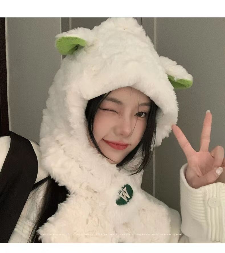 Sheep A Sheep, Beautiful Sheep Sheep Hat And Neck Two-Piece Set