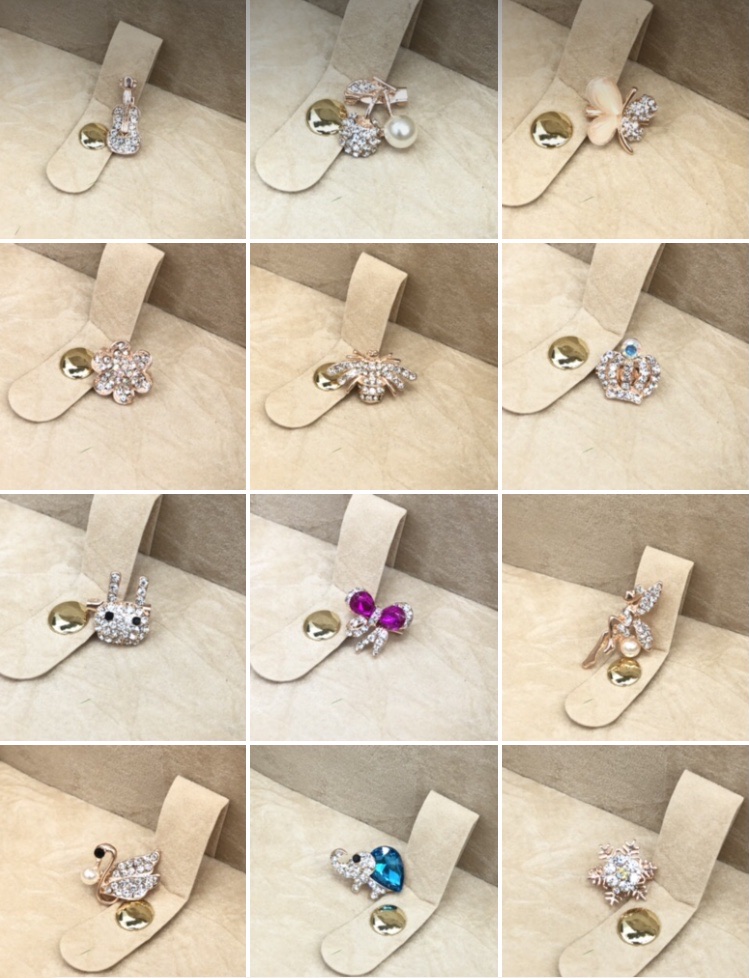 (12 mixed packaging) Popular cat-eye rhinodiamond flower love silk scarf buckle small pin trend white diamond exquisite everything with small corsage collar pin beautiful classic jewelry thumbnail