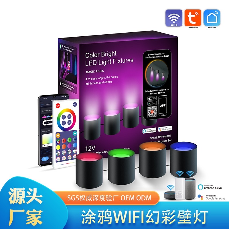 LED Graffiti Smart wall music sync home decor WiFi wall lights with Alexa multi-color wall lights LED lights