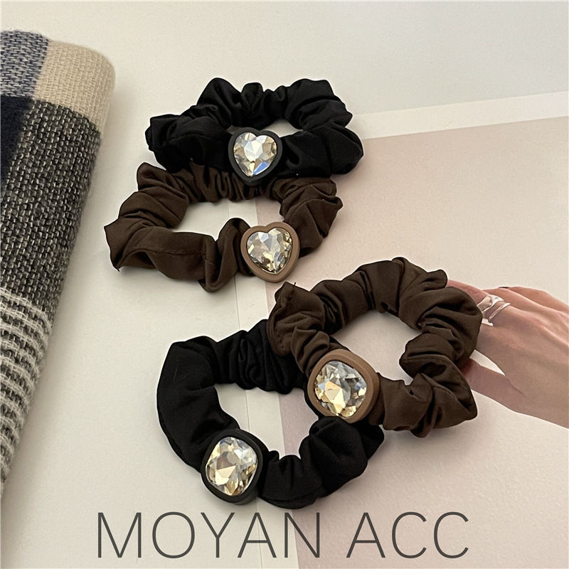 Head Rope Thick Scrunchie Large Colon Bun Hair Rope Fabric Inlaid With Diamonds Simple Leather Cover Hair Accessories Hair With Ponytail Item Picture