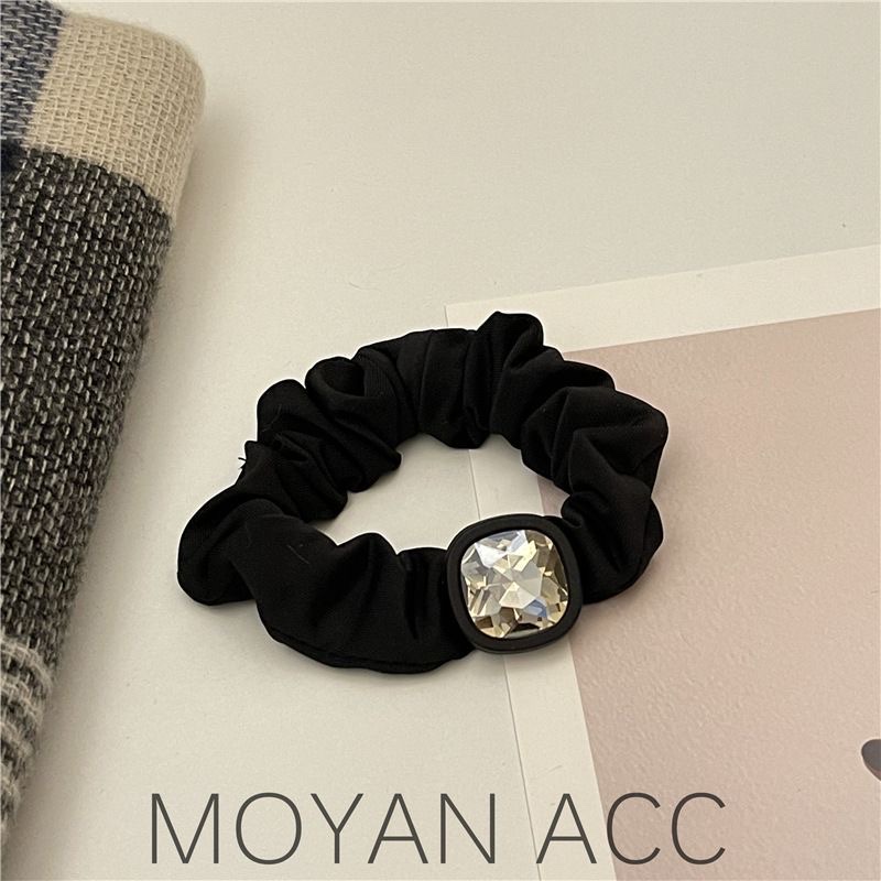Head Rope Thick Scrunchie Large Colon Bun Hair Rope Fabric Inlaid With Diamonds Simple Leather Cover Hair Accessories Hair With Ponytail