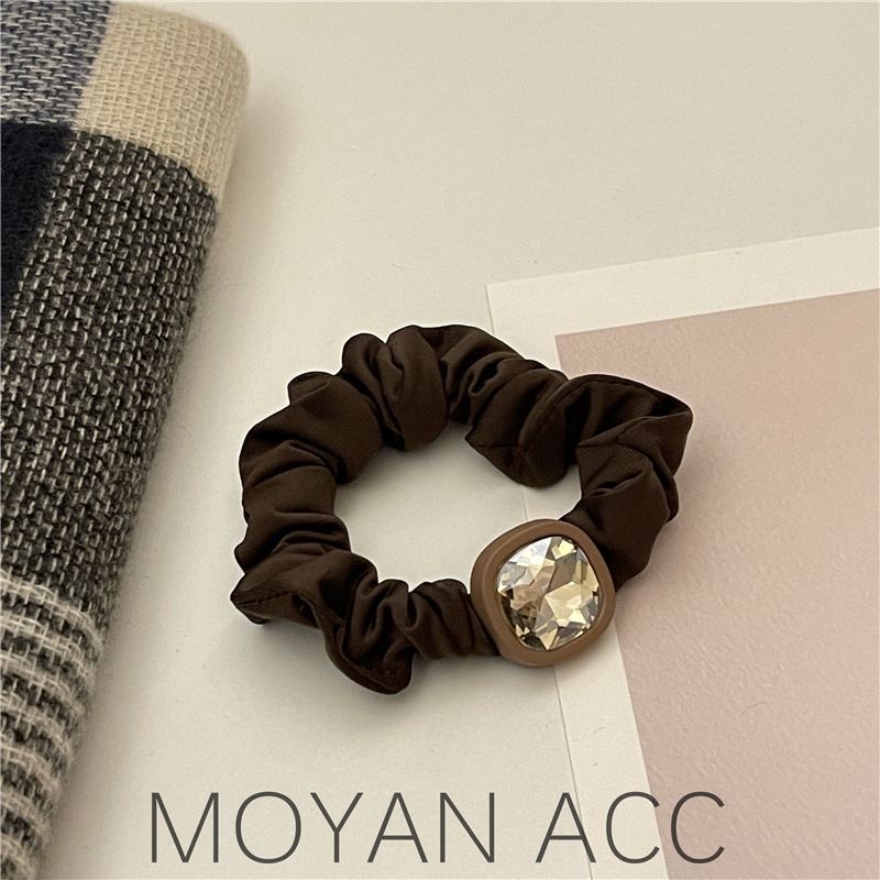 Head Rope Thick Scrunchie Large Colon Bun Hair Rope Fabric Inlaid With Diamonds Simple Leather Cover Hair Accessories Hair With Ponytail details Picture