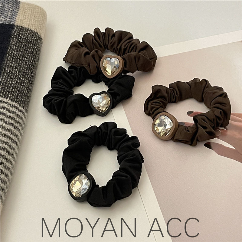 Head Rope Thick Scrunchie Large Colon Bun Hair Rope Fabric Inlaid With Diamonds Simple Leather Cover Hair Accessories Hair With Ponytail Specification drawing