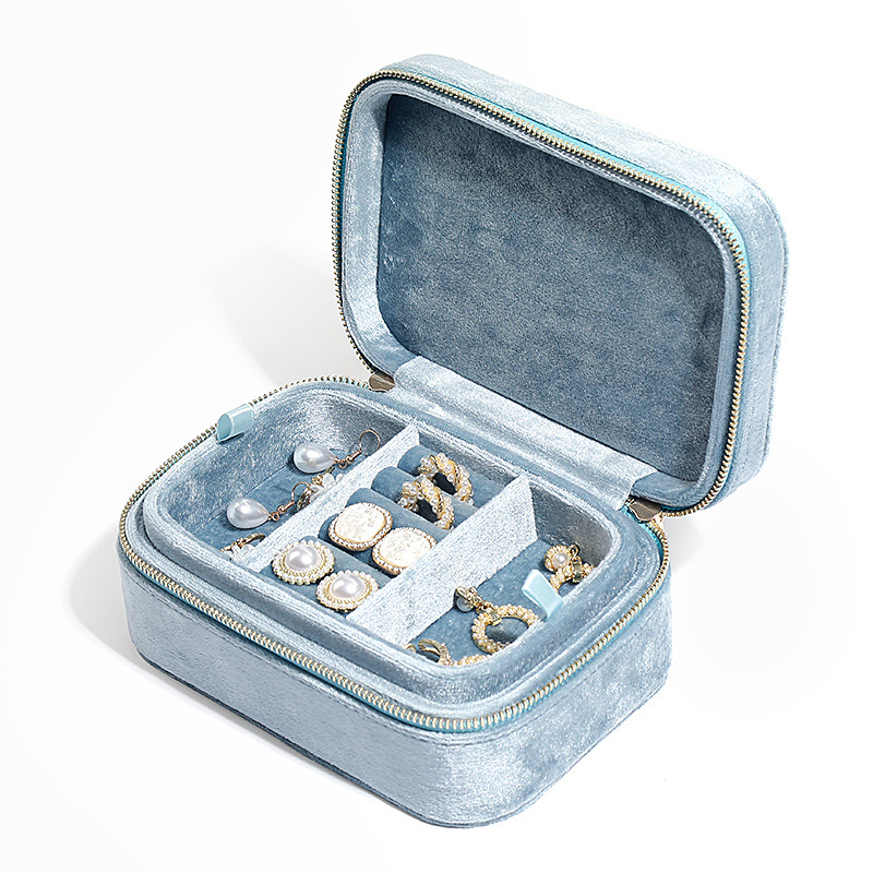 首饰盒绒布包装盒绒布双开戒指盒 高档天鹅绒戒指 耳环盒111