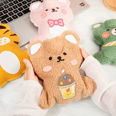 Mini Portable Warm Water Bag New Cartoon Water Hot Water Bag Pvc Explosive Plush Hand Warmer Treasure Cute Warm Baby Students Warm Hand Hot Water Bag Plush Hot Water Bag