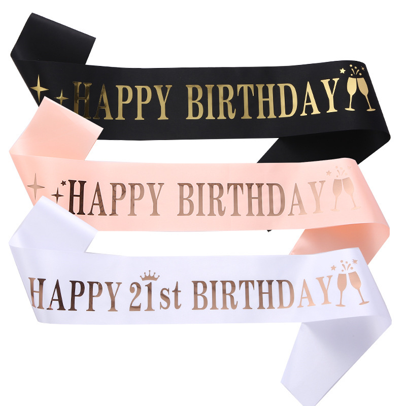 JIRAN new BIRTHDAY Party Sash Ceremonial HAPPY BIRTHDAY Sash Belt 10 13 16 18 21 30 thumbnail