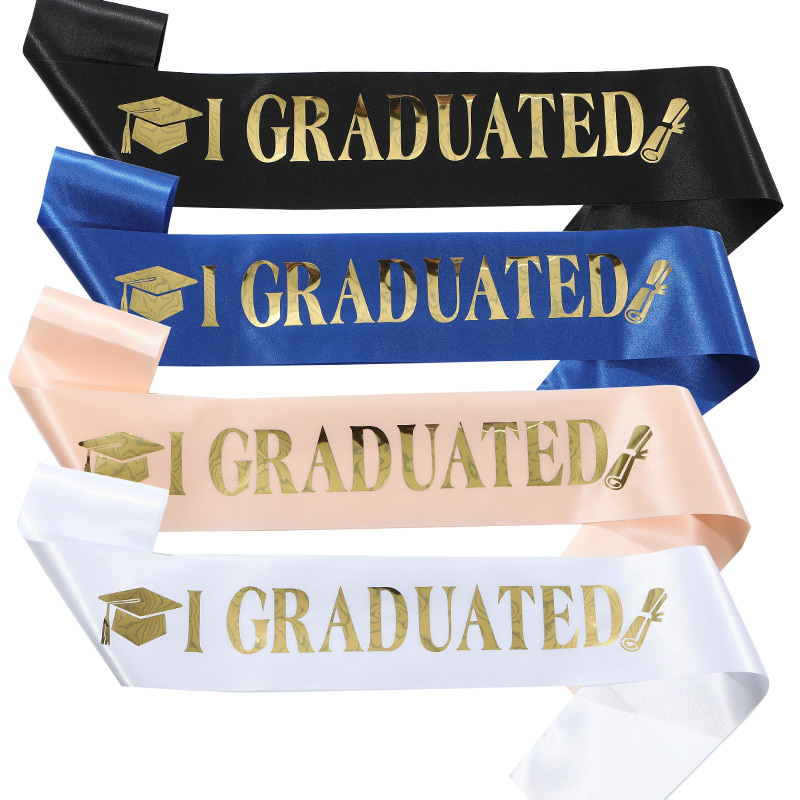 European and American fashion graduation sash Ceremonial belt I GRADUATED ribbon Graduation party graduated belt thumbnail