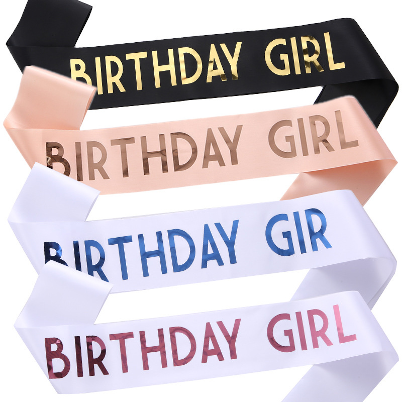 New fashion BIRTHDAY GIRL Birthday Etiquette Belt Birthday Girl sash shoulder belt light blue pink thumbnail