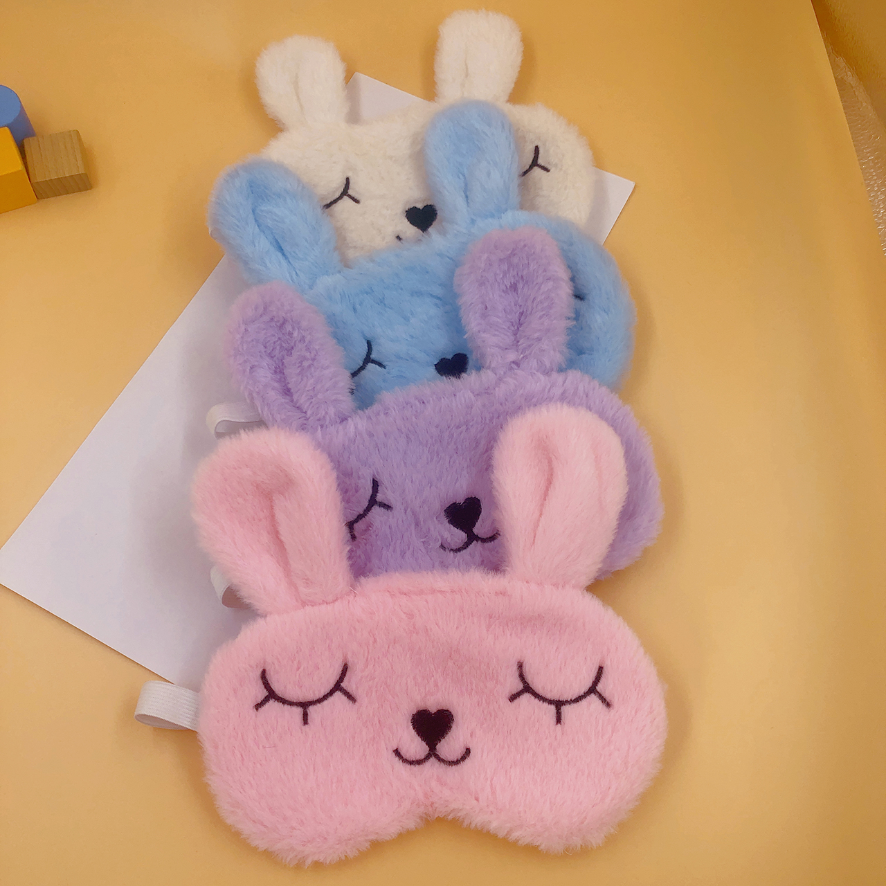 现货护眼罩小兔子可爱眼罩学生睡眠眼罩透气遮光绣花眼罩毛绒眼罩柔软舒适男女通用护眼眼罩可定制厂家定制来稿打样订单生产均可详情4