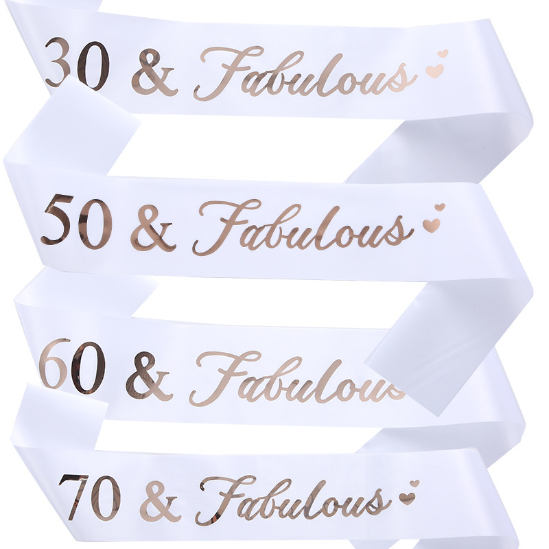European and American Birthday Numbers Sash Strap 18 fabulous Etiquette Belt 21 30 40 50 60 70 thumbnail