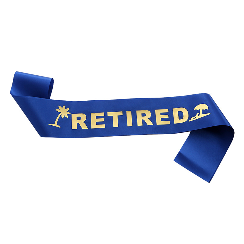 Stylish retirement belt Etiquette with men's and women's tint bronzed RETIRED shoulder strap ribbons party supplies thumbnail