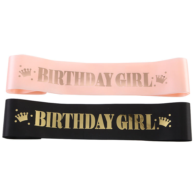 New BIRTHDAY GIRL etiquette with Birthday Girl sash ribbon hot gold birthday party decoration