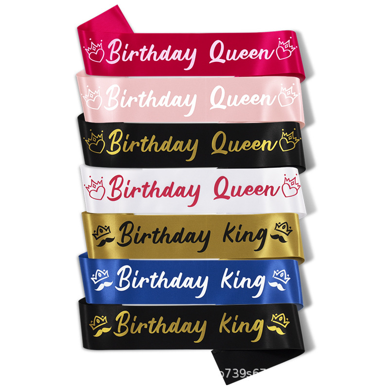 Birthday King/Queen Birthday Sash Ceremonial ribbon Party decorations