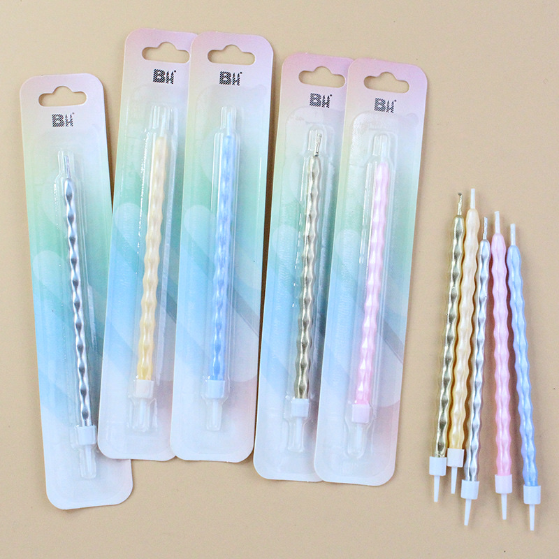 Wholesale single birthday candle Paris Streamer color long pole creative spiral suction card independent party candle thumbnail
