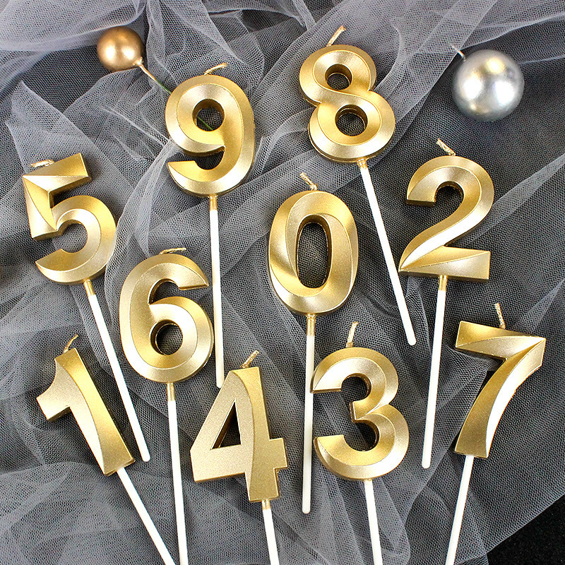 Opera Birthday Candle Gold Number 0-9 Non-smoking Birthday Cake Party Baked dessert Candle insert set thumbnail