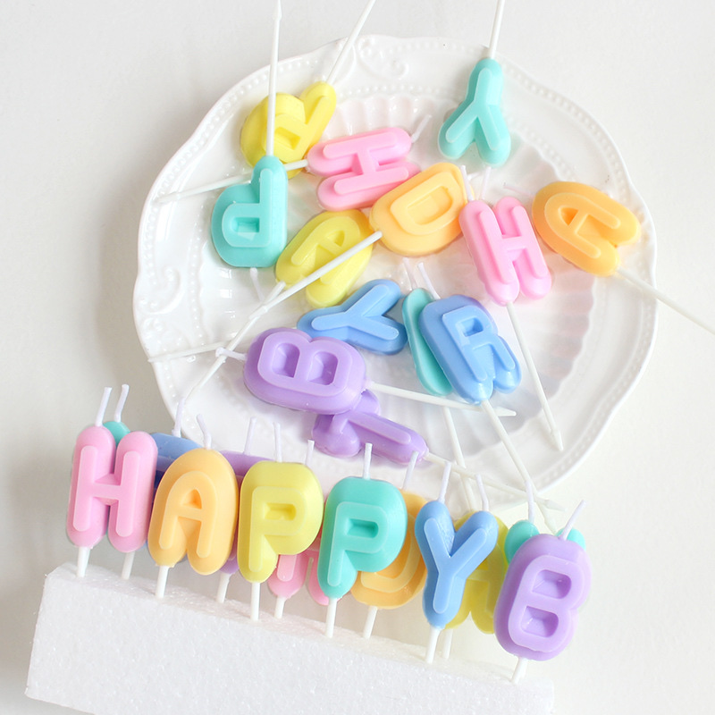 Colorful letter candles Birthday candles candy colors cartoon cute cake decoration thumbnail