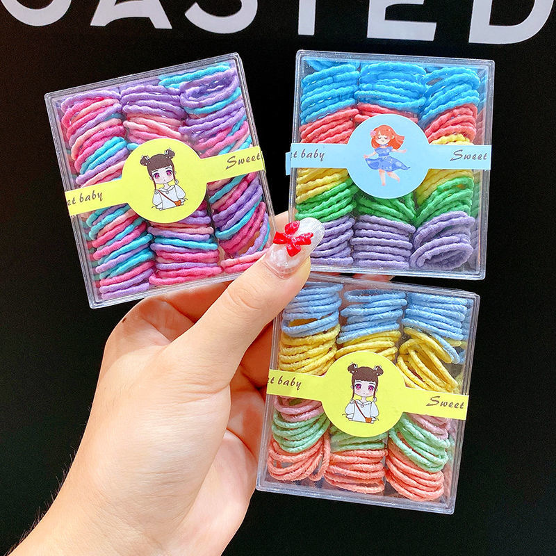 Colored Rubber Bands For Girls And Children Do Not Hurt Hair Small Scrunchie Net Red Girls' Headband Little Girls Wear Ponytail Hair Rope Headwear