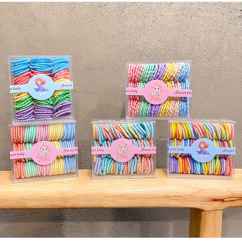 Colored Rubber Bands For Girls And Children Do Not Hurt Hair Small Scrunchie Net Red Girls' Headband Little Girls Wear Ponytail Hair Rope Headwear details Picture