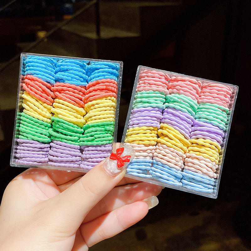 Colored Rubber Bands For Girls And Children Do Not Hurt Hair Small Scrunchie Net Red Girls' Headband Little Girls Wear Ponytail Hair Rope Headwear Specification drawing