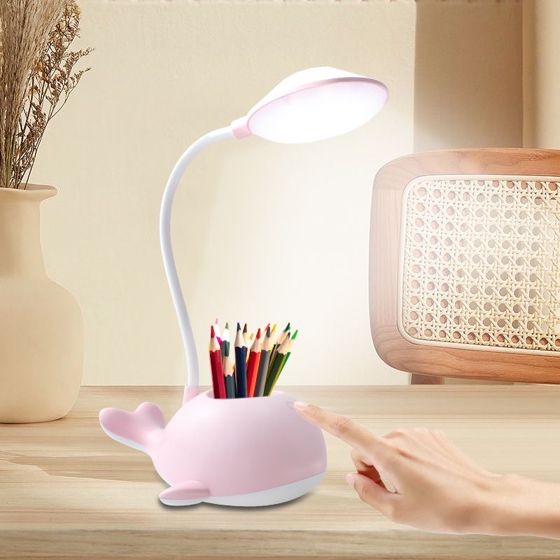 Led Charging And Plugging Dual Purpose Cartoon Whale Lamp Eye Protection Student Dormitory Reading Light Children's Warm Light Bedside Nightlight Item Picture