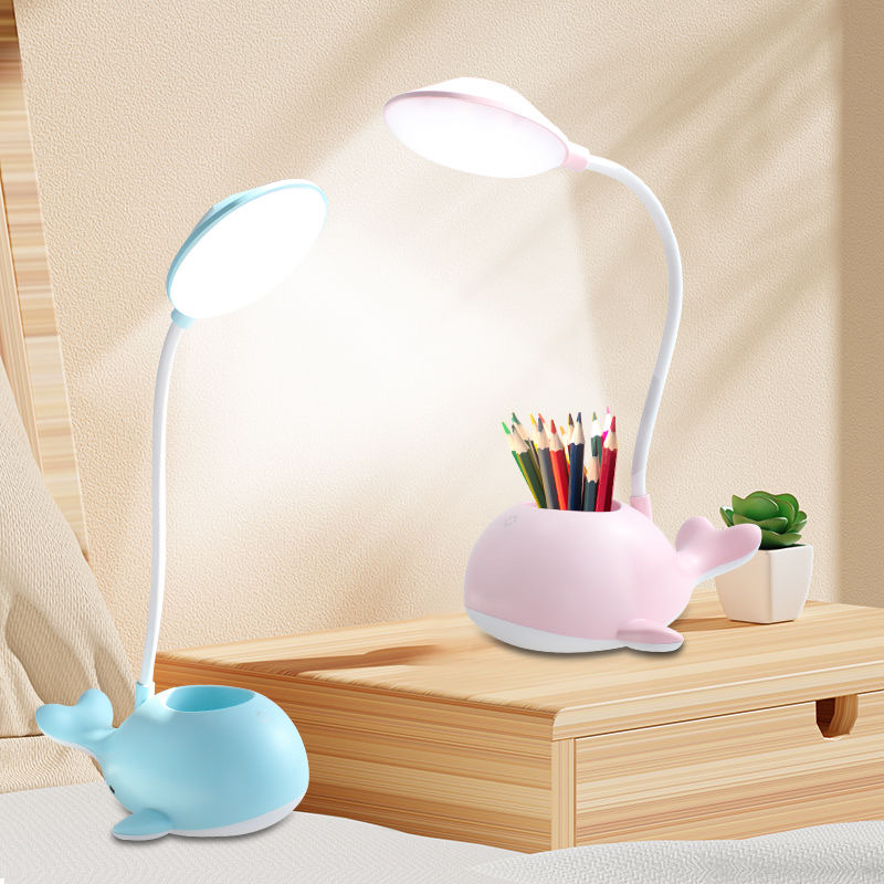 Led Charging And Plugging Dual Purpose Cartoon Whale Lamp Eye Protection Student Dormitory Reading Light Children's Warm Light Bedside Nightlight Specification drawing