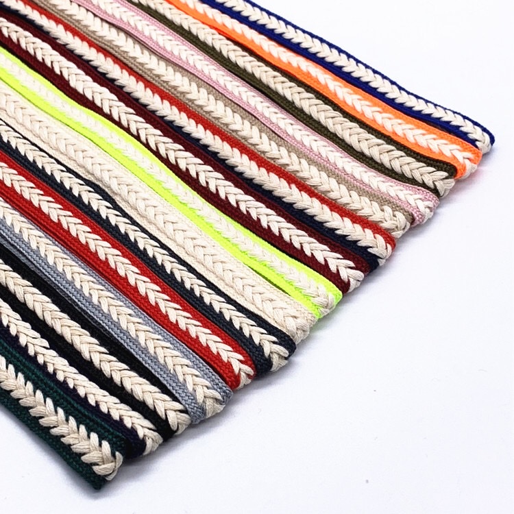 Woven Cotton And Linen Belt Herring-Lettering Black And White Ribbon Ethnic Style Decorative Accessories Strap Flat Waistband Rope Hat Rope Drawstring Binding