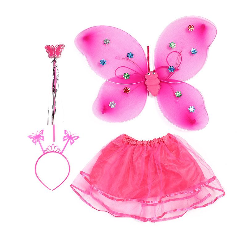 Multi-colored children's party supplies Fairy wings Butterfly wings Fairy Wings four-piece set