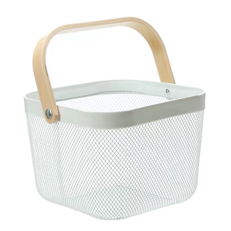 Storage Basket Portable Fruit Basket Kitchen Living Room Tabletop Iron Debris Storage Basket Application Scenario