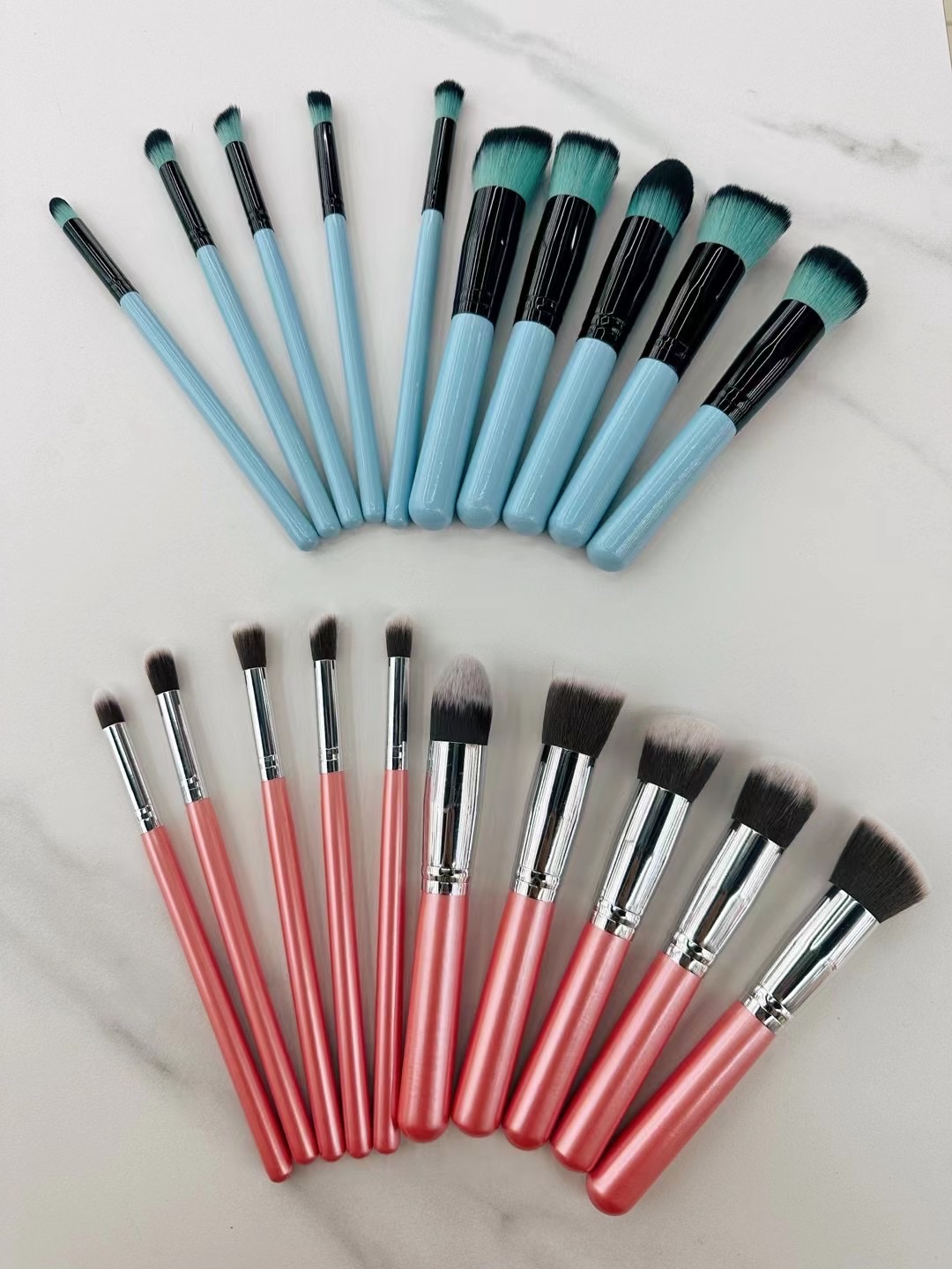 High Quality 5 Large 5 Small Wooden Handle Set Brush Makeup Brush Specification drawing