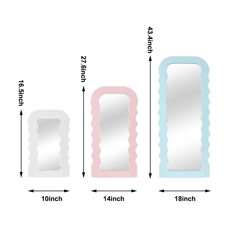 Wavy decorative mirror makeup mirror ins wind net red girl heart desktop home can stand dormitory student makeup mirror military school crafts thumbnail