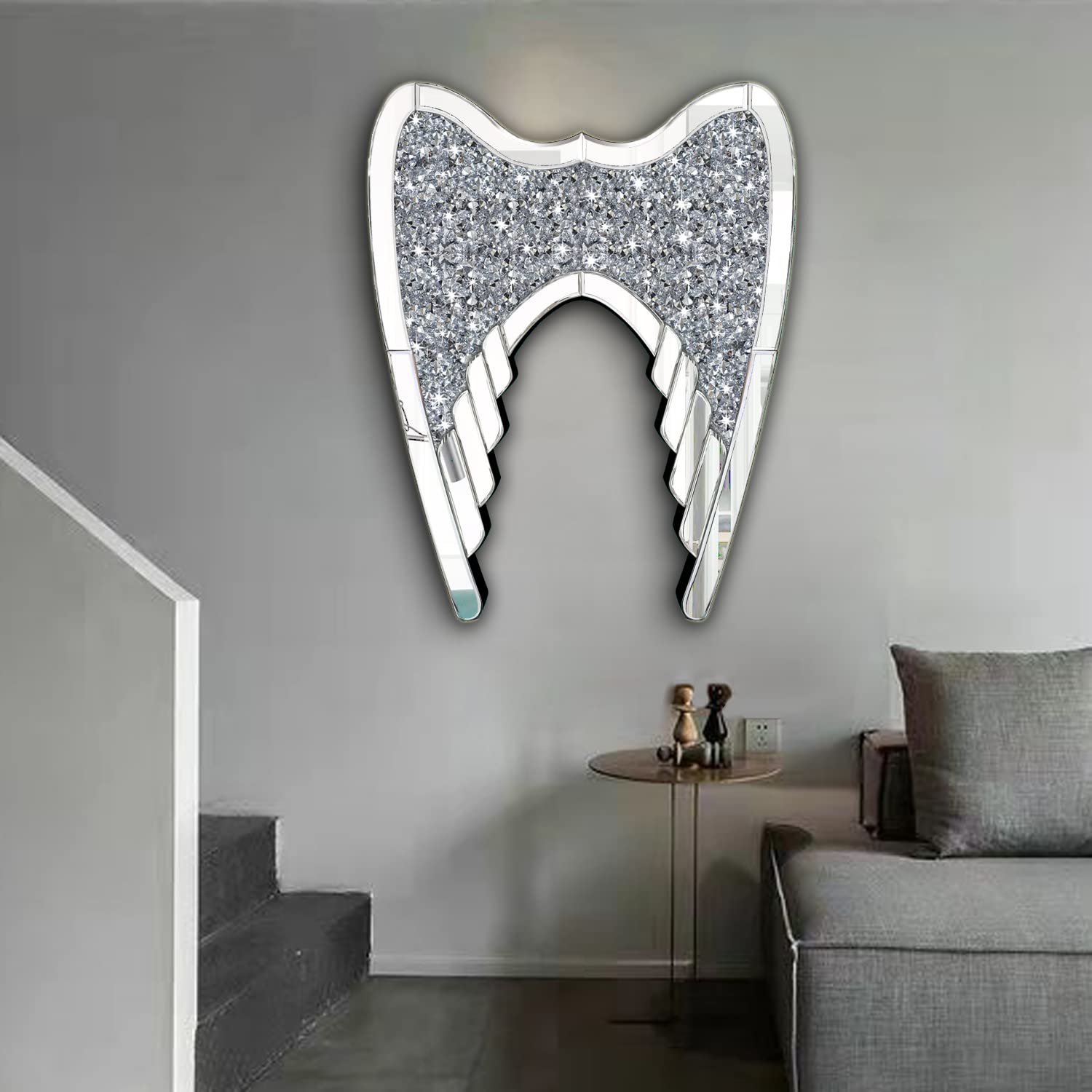 2023 Shining Silver Diamond Angel Wings Roman Wall Hangings details Picture