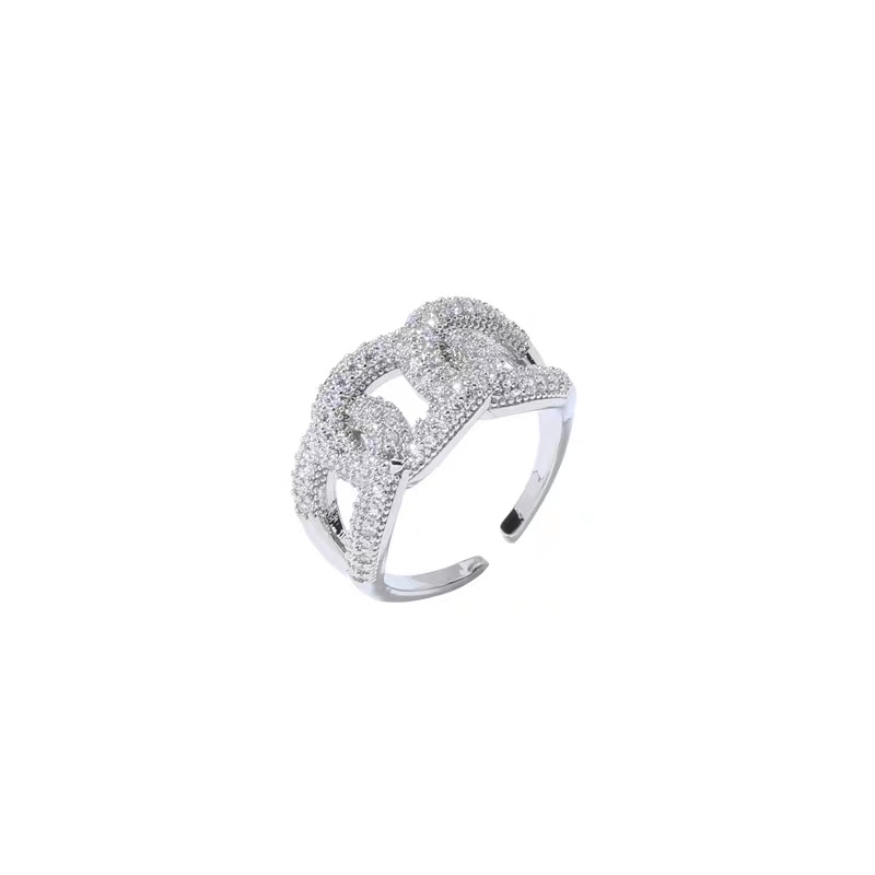 Top color jewelry, high-end micro-inlaid zircon diamond, exquisite and fashionable, European and American street dance, shiny ring, women's style