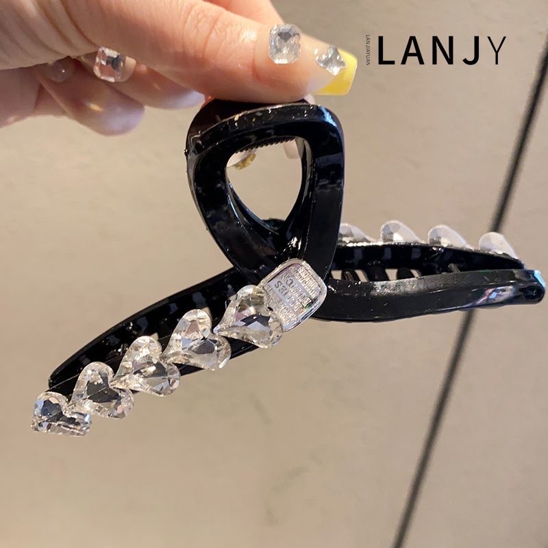 High-Grade Heart Diamond-Shaped Grip Temperament Back Head Shark Clip Fashion Disc Hairpin Grip 2023 New Hair Accessories Specification drawing