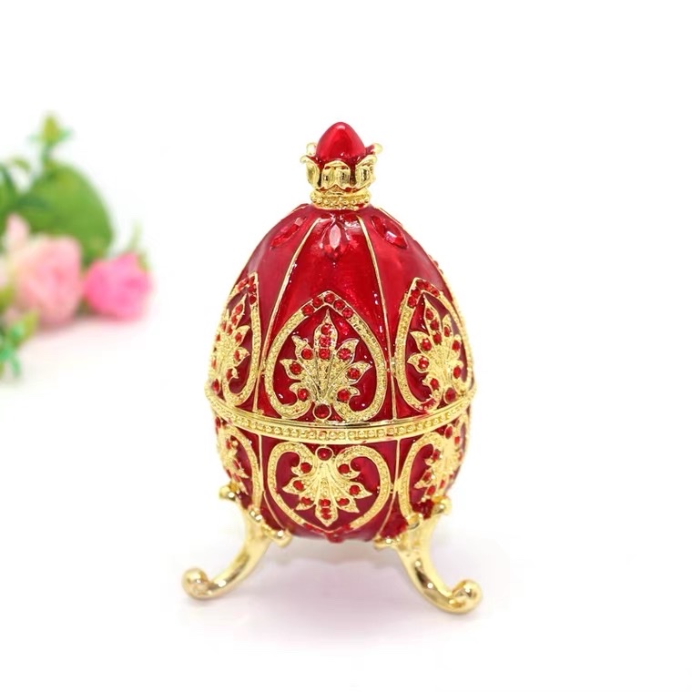 Alloy Enamel Easter Egg Jewelry Box Ornament Craft Gift Jewelry Box Ornament