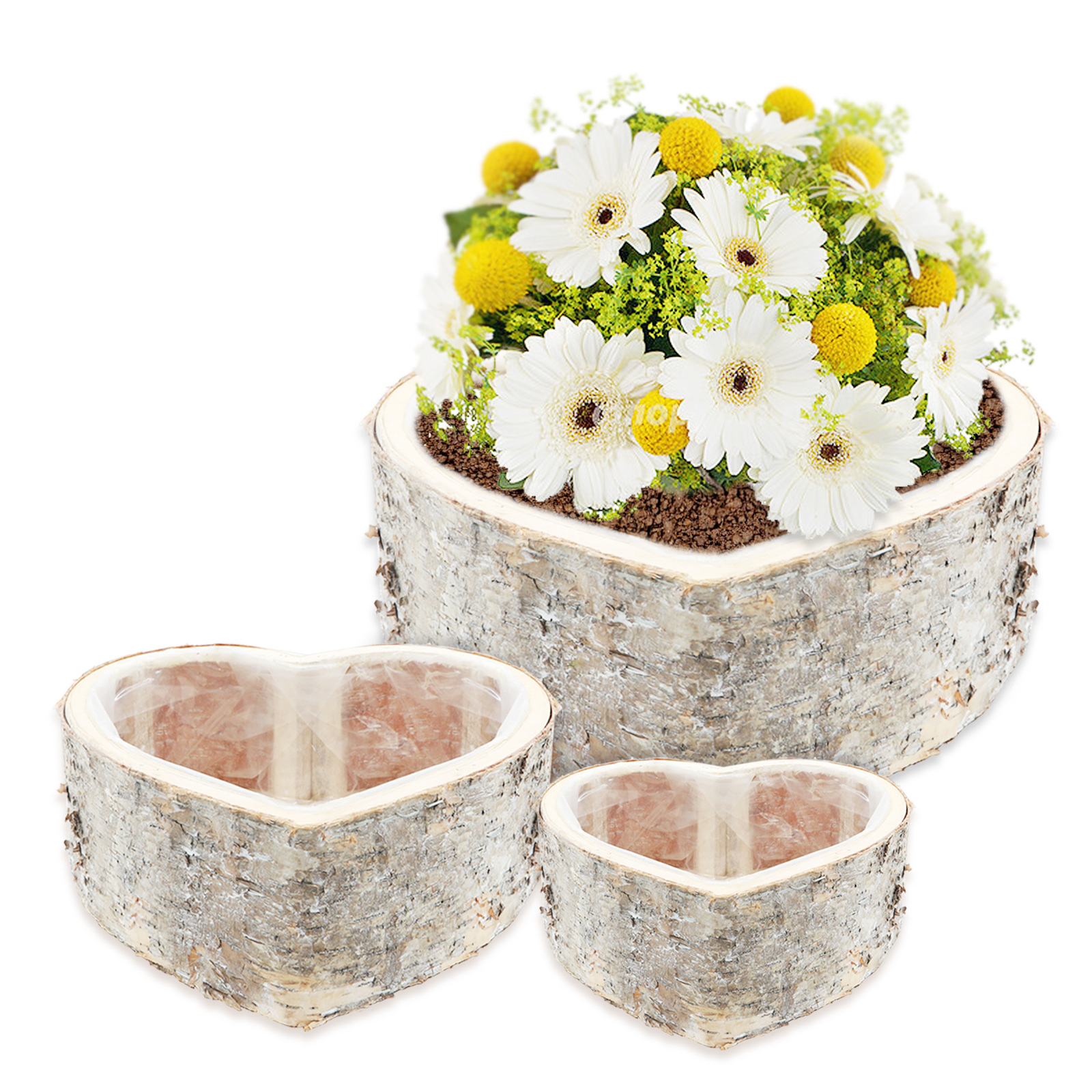 Three-Piece Wooden Garden Pot Set For Growing Potted Plants