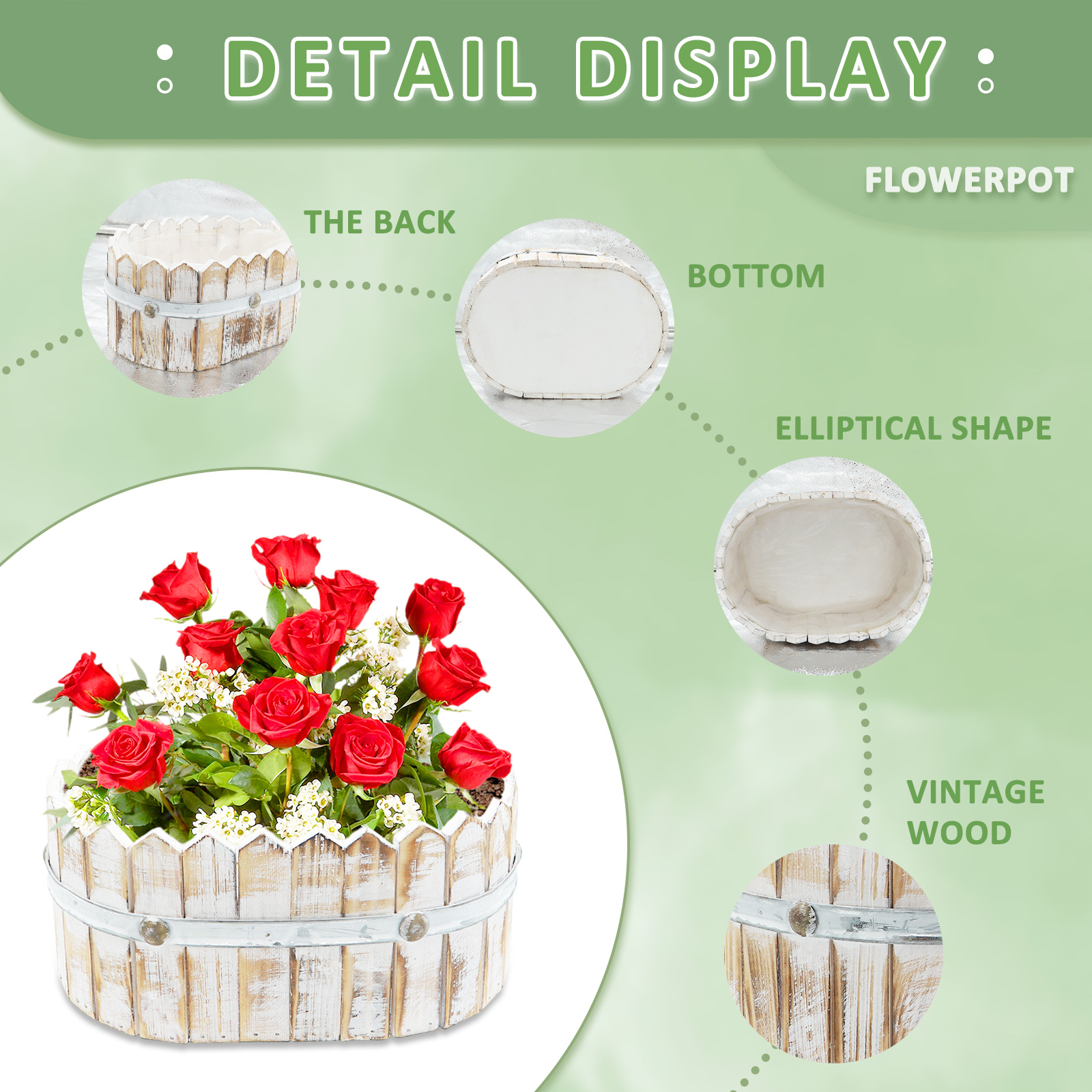 Watertight Wooden Garden Pots For Potted Plants details Picture