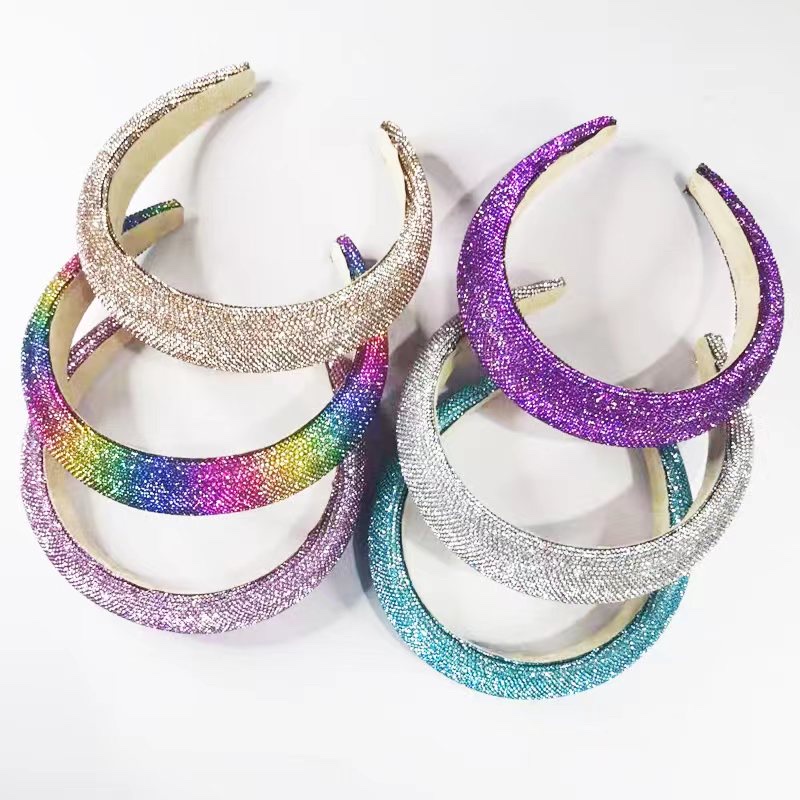 Korean Version Of Advanced Sense Full Drill Headband Super Flash Net Red 2022 New High-End Increase Cranial Top Sponge Head Band Girl