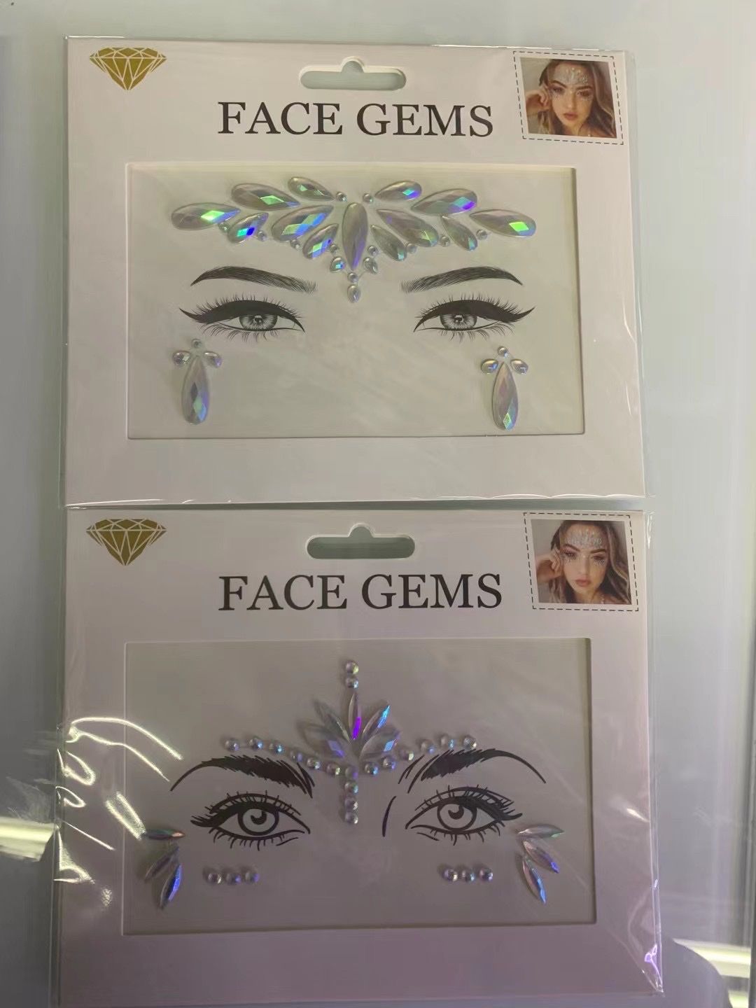 European Style Fashion Exquisite Luminous Diamond Face Stickers Specification drawing