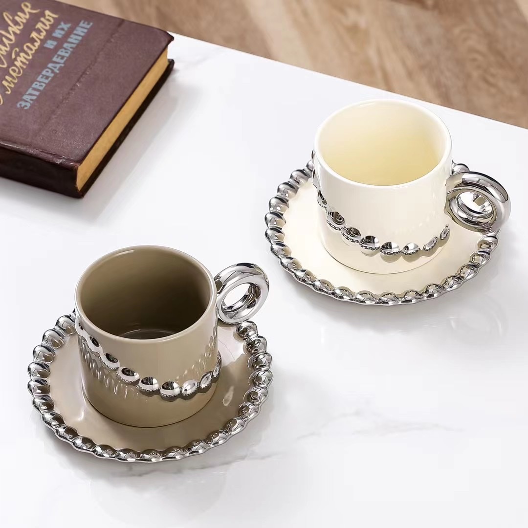 Silver-Plated Ceramic Coffee Cup Saucer Afternoon Cup Saucer Application Scenario