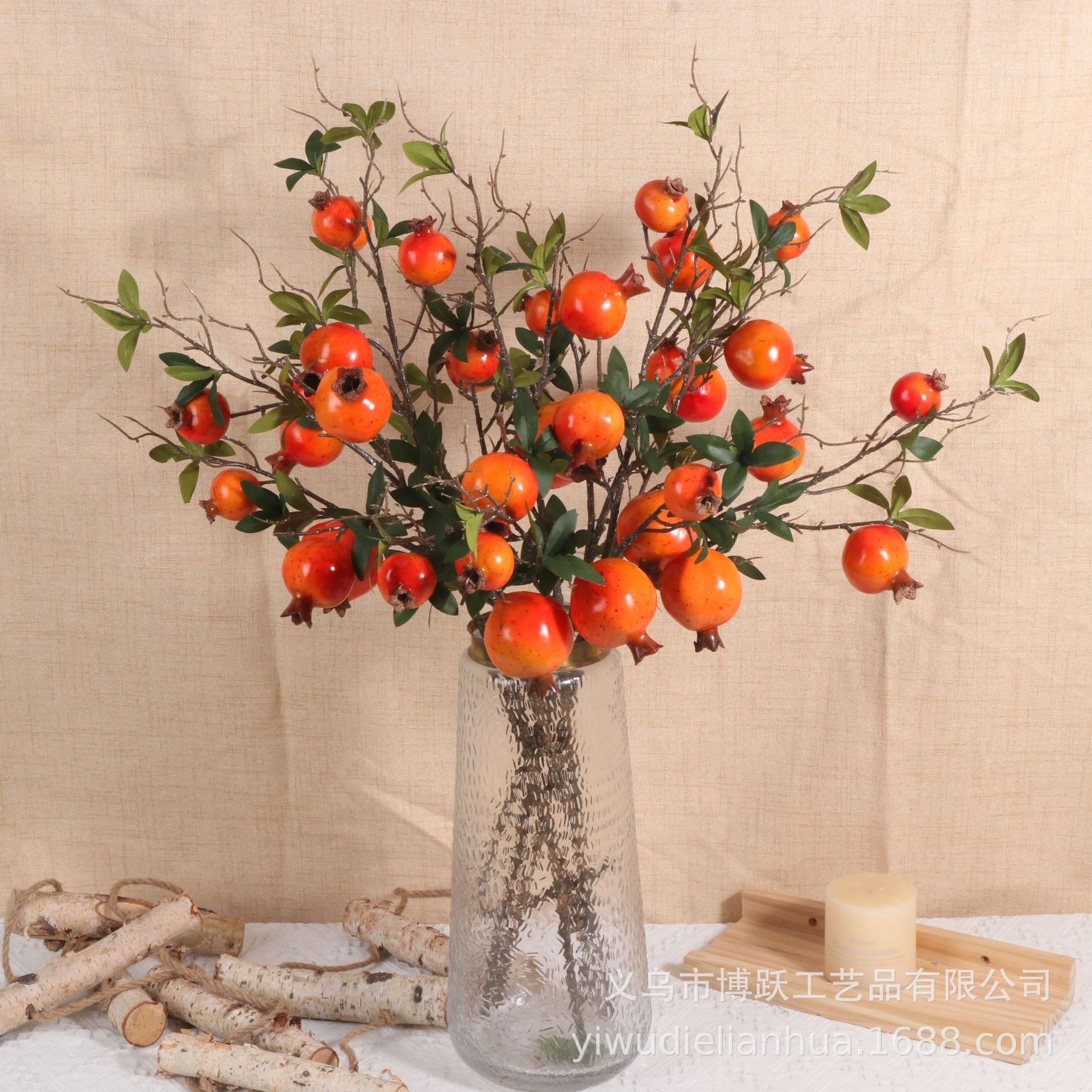 Simulation pomegranate fruit five pomegranate simulation fruit simulation flower manufacturers direct sales thumbnail