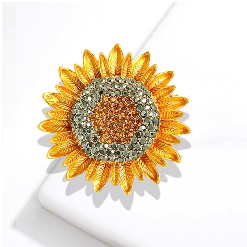 Sunflower alloy Yellow rhineflower flowers beautiful gift brooch preferred thumbnail