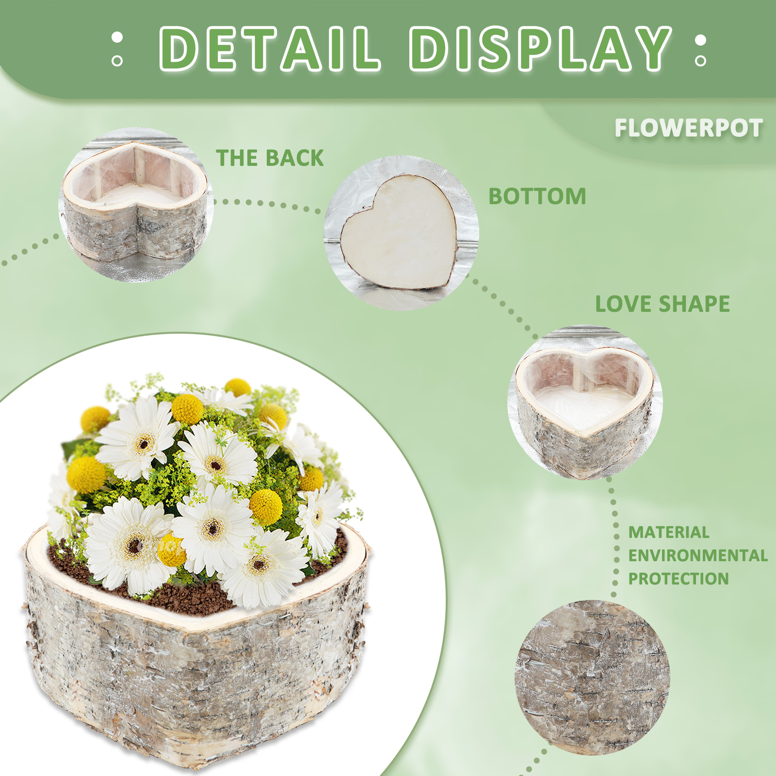 Three-Piece Wooden Garden Pot Set For Growing Potted Plants details Picture