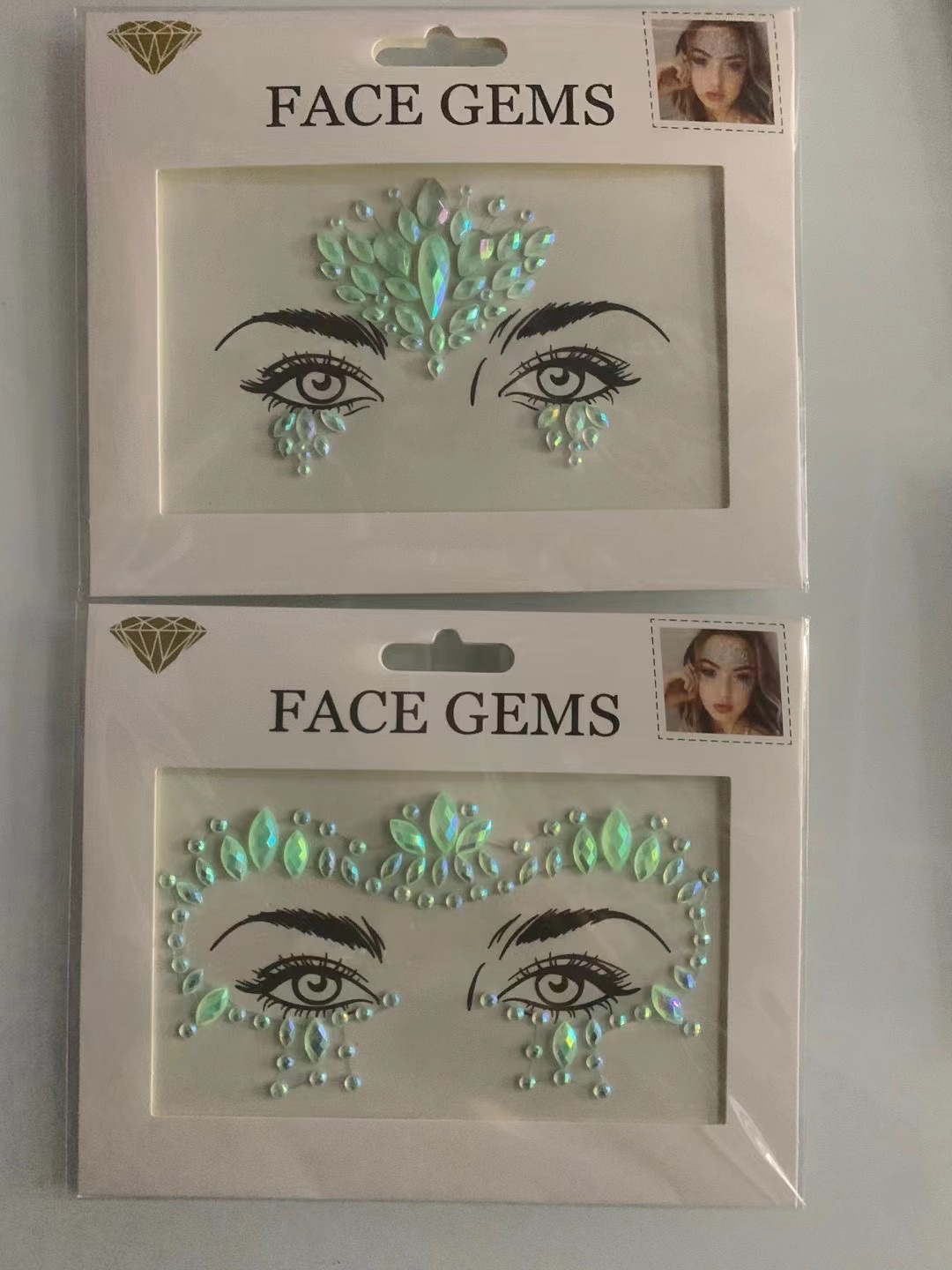 European Style Fashion Exquisite Luminous Diamond Face Stickers details Picture