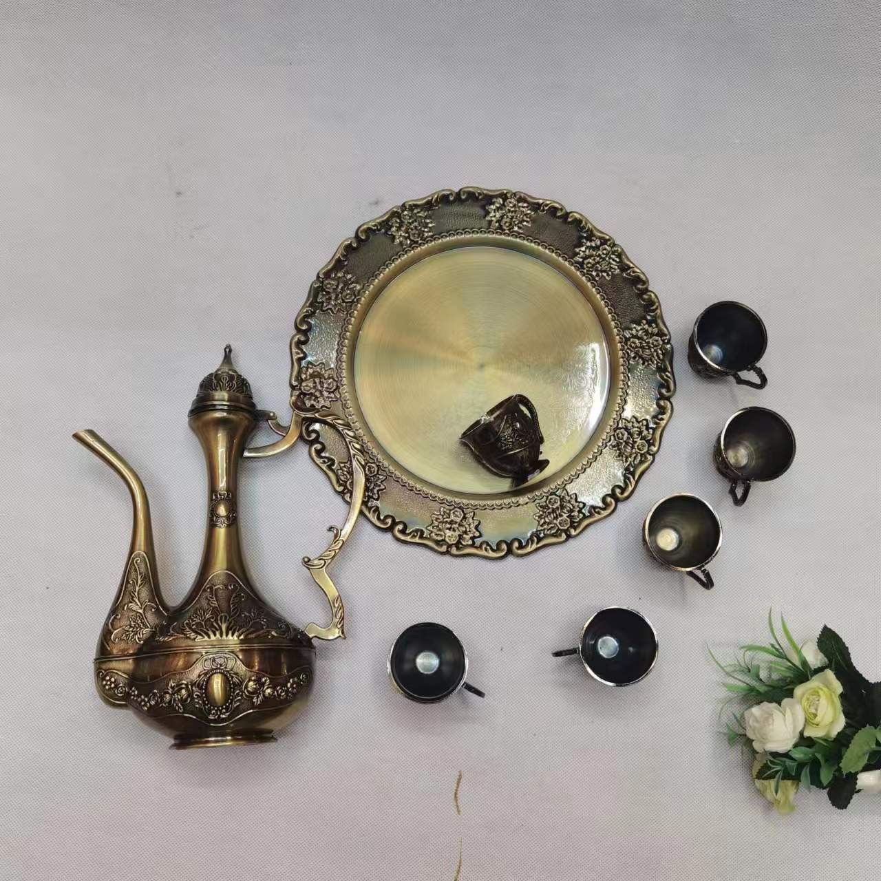 Ancient Wine Set Metal Candle Holder Simple Alloy Candle Holder Decoration Brass Candle Holder Wedding Props Creative Candle Holder details Picture