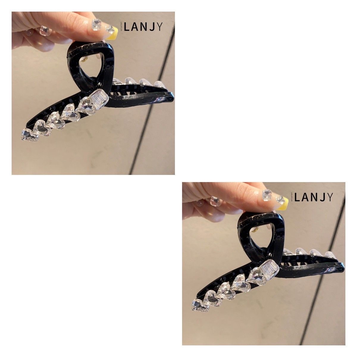 High-Grade Heart Diamond-Shaped Grip Temperament Back Head Shark Clip Fashion Disc Hairpin Grip 2023 New Hair Accessories Application Scenario