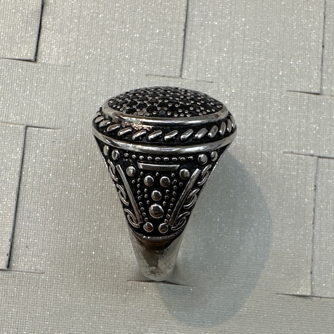 925 Silver Men's Ring Micro-Inlaid Craft Turkish Style details Picture